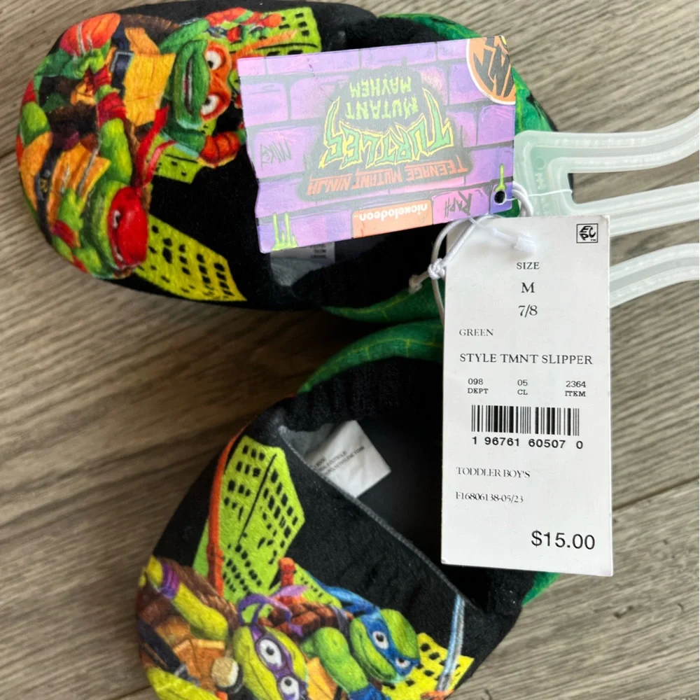 Teenage Mutant Ninja Turtle TMNT Toddler Slippers Size 7/8 NWT